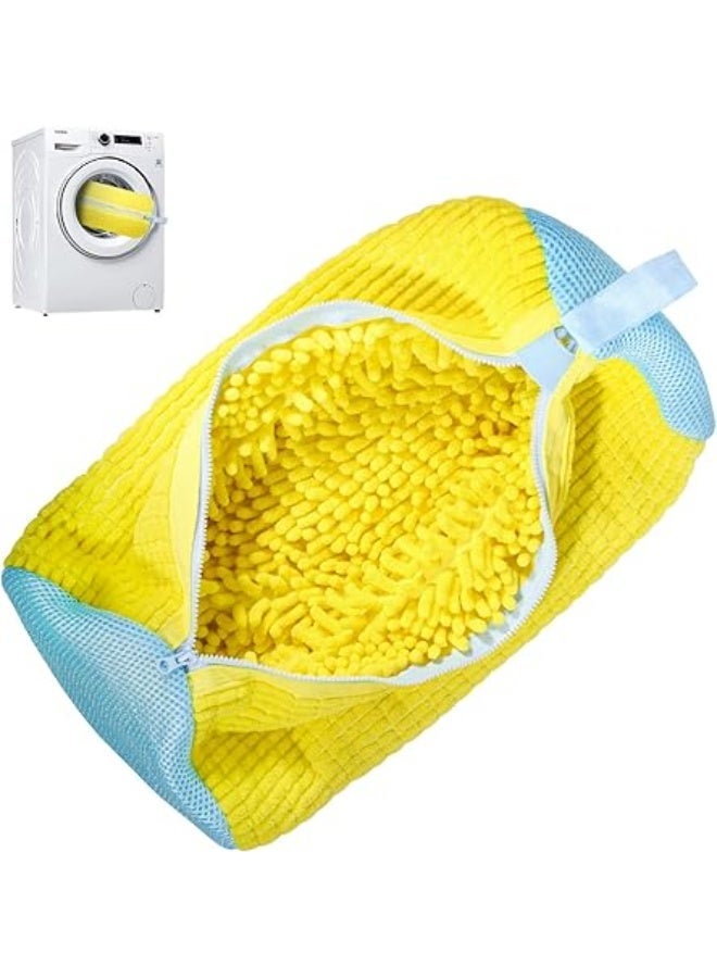 Shoe Washing Machine Bag – Reusable Laundry Shoe Bag for Washer and Dryer, Durable Chenille Microfiber with 360° Cleaning, Hidden Zipper Design for Sneakers, Tennis Shoes (Yellow) - Image 1